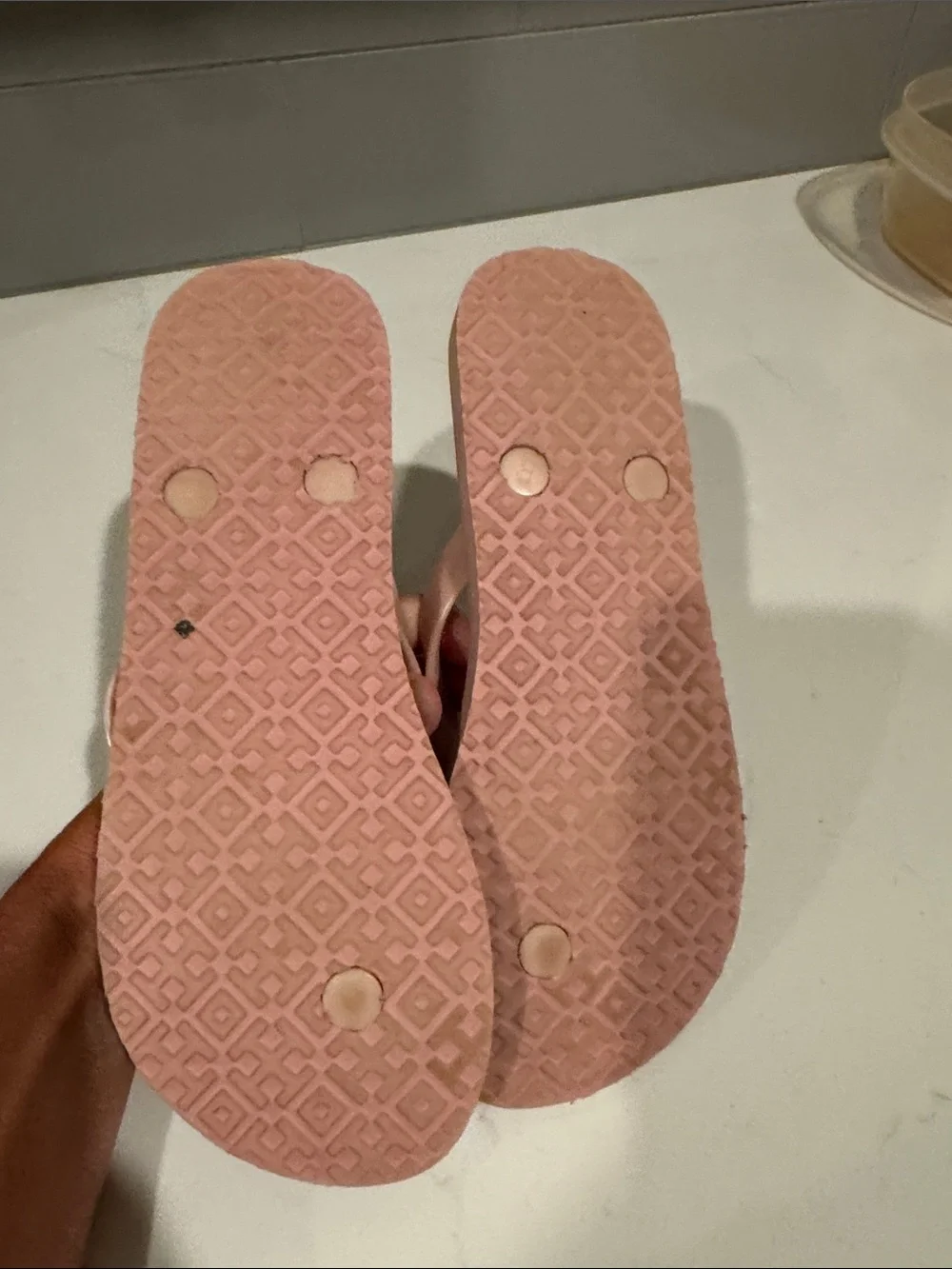 Tory Burch Blush Pink Logo Thong Sandals